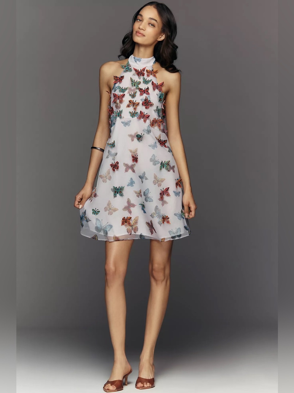 Anthropologie Maeve Butterfly Halter Mini Dress XS NWT